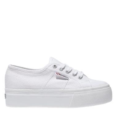 SUPERGA WOMENS DOUBLE WEDGE LACE TRAINER - WHITE